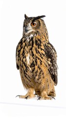 Obraz premium Owl sitting on white background, no shadow