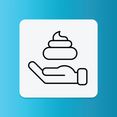 Icon of a hand holding pet poop, illustrating hygiene, cleanliness, and pet waste care.