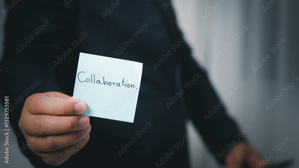 Aufkleber team collaboration strategies office setting visual content professional environment close-up view c