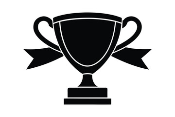 Trophy with ribbon silhouette icon
