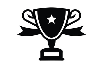 Trophy with ribbon silhouette icon