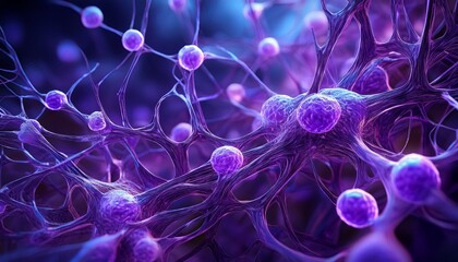 a close up of a bunch of purple brain cells the image is a representation of the brain and its neurons scene is one of curiosity and wonder as it shows the complexity