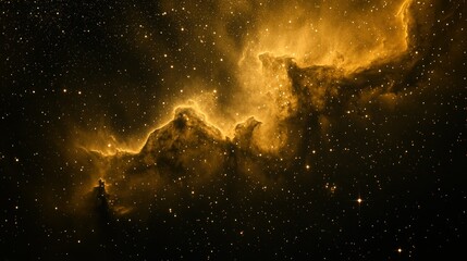 Golden nebulae swirling in the cosmos