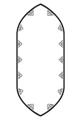 Minimalist Pointed Arch Frame with Ornamental Corner Accents on White Background