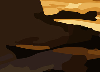 camouflage-style abstract pattern in earthy brown and orange tones. The design includes irregular, fluid shapes in varying shades, Burnt orange, Sienna, Tan, Chocolate brown, Dark coffee black wall