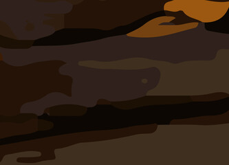camouflage-style abstract pattern in earthy brown and orange tones. The design includes irregular, fluid shapes in varying shades, Burnt orange, Sienna, Tan, Chocolate brown, Dark coffee black wall