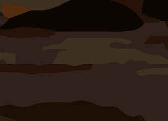 camouflage-style abstract pattern in earthy brown and orange tones. The design includes irregular, fluid shapes in varying shades, Burnt orange, Sienna, Tan, Chocolate brown, Dark coffee black wall