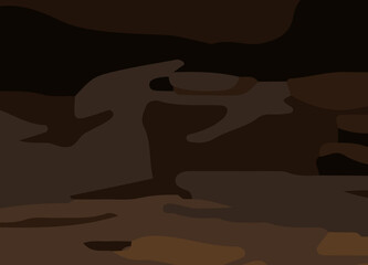 camouflage-style abstract pattern in earthy brown and orange tones. The design includes irregular, fluid shapes in varying shades, Burnt orange, Sienna, Tan, Chocolate brown, Dark coffee black wall