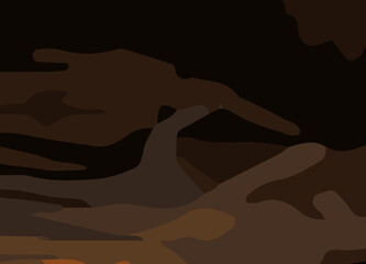 camouflage-style abstract pattern in earthy brown and orange tones. The design includes irregular, fluid shapes in varying shades, Burnt orange, Sienna, Tan, Chocolate brown, Dark coffee black wall
