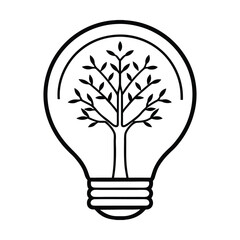 tree inside light bulb representing green energy  .eps