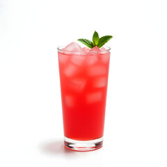 Refreshing red summer cocktail with ice and mint