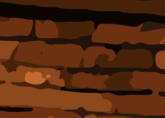camouflage-style abstract pattern in earthy brown and orange tones. The design includes irregular, fluid shapes in varying shades, Burnt orange, Sienna, Tan, Chocolate brown, Dark coffee black wall