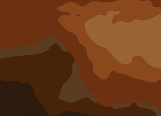 camouflage-style abstract pattern in earthy brown and orange tones. The design includes irregular, fluid shapes in varying shades, Burnt orange, Sienna, Tan, Chocolate brown, Dark coffee black wall