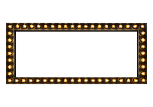 Marquee Light Frame Blank Rectangular Stage Border with Illuminated Bulbs for Design Elements