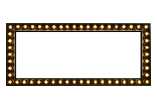 Marquee Light Frame Blank Rectangular Stage Border with Illuminated Bulbs for Design Elements
