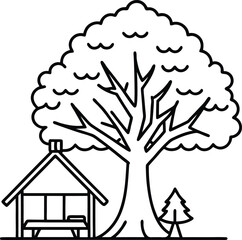 tree used as a rest stop for hikers  .eps