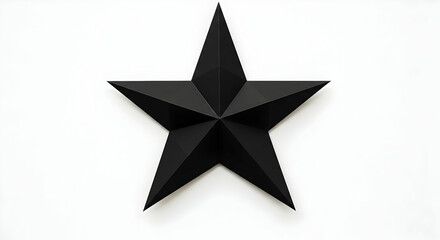 Obraz premium Geometric Black Star Sculpture on White Backdrop Sharp Angles and Modern Design