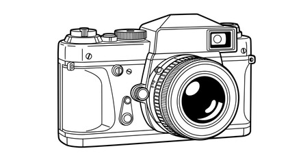 Vintage Camera Line Art - Retro Photography Vector Design
