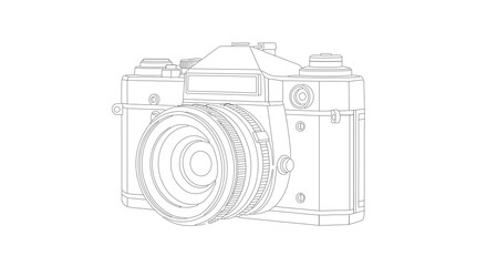 Retro Camera Sketch - Vintage Photography Line Art
