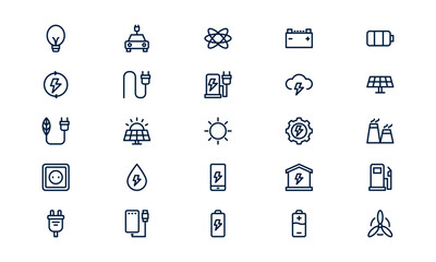 Energy saving icon representing eco-friendly power usage and sustainable electricity in outline style