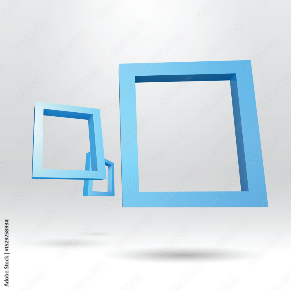 Poster three blue rectangular 3d frames