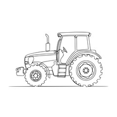 Fototapeta premium Agricultural tractor illustration in simple line art style 