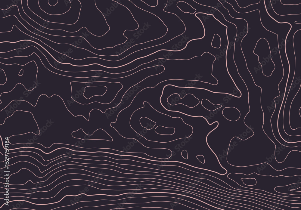 Poster Topographic map background with altitude lines. Abstract terrain topography with elevation levels of the relief