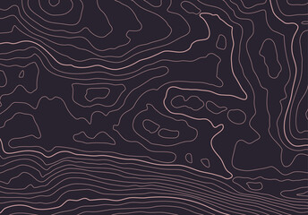 Topographic map background with altitude lines. Abstract terrain topography with elevation levels of the relief