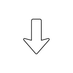 Outline Downward Arrow Icon Representing Direction or Download