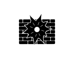 creative details Outline silhouette Cracked Wall Bullet Broken Hole icon vector