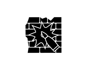creative details Outline silhouette Cracked Wall Bullet Broken Hole icon vector