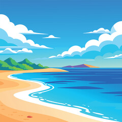  Top view of the ocean beach with soft waves summer landscape flat landscape