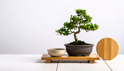 Zen Bonsai Plant with Ceramic Bowls