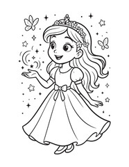 Fototapeta premium Cute Princess Coloring Page 