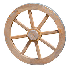 wooden cartwheel isolated on white