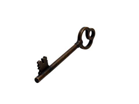 Antique skeleton key isolated on transparent background
