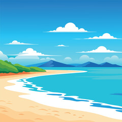  Top view of the ocean beach with soft waves summer landscape flat landscape