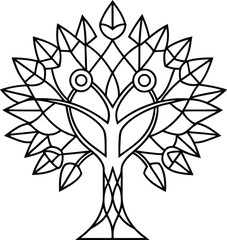 tree with sacred geometry leaf pattern  .eps