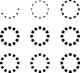 Collection Loading bar status icon Vector illustration Set of vector loaded icons Download progress Loading Circles Set