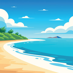  Top view of the ocean beach with soft waves summer landscape flat landscape