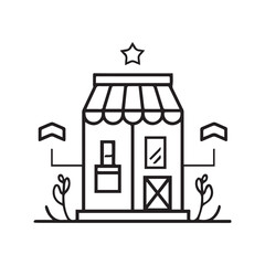 Simple Line Art Illustration of a Small Business Shopfront