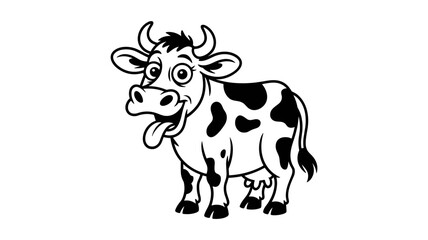 Cartoon Cow Character with Big Eyes and a Playful Expression