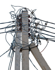Electrical tower on white
