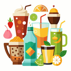vector set of drinks