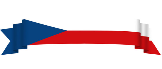 Czech flag. Ribbon flag of Czech. Czech suitable for banner, ribbon, template, decor, celebration, day, greeting card, print, etc.