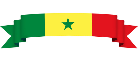 Senegal flag. Ribbon flag of Senegal. Banner flag of Senegal suitable for banner, ribbon, template, decor, celebration, day, greeting card, print, etc.