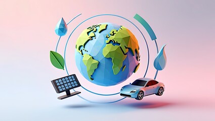 Naklejka premium Sustainable Future Eco-Friendly Transportation and Renewable Energy Solutions for a Greener Planet