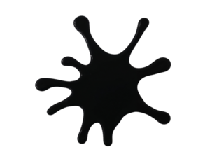 Black liquid splotch isolated on transparent background