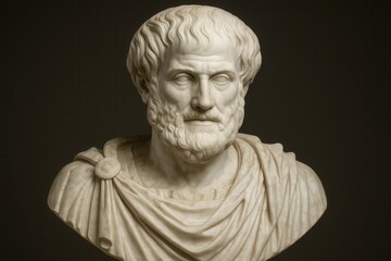 Obraz premium Classical marble sculpture of ancient Greek philosopher Aristotle showcasing historical artistic mastery
