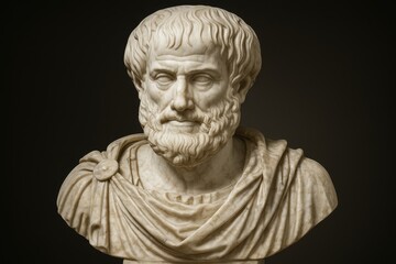 Classical marble sculpture of ancient Greek philosopher Aristotle showcasing historical artistic mastery